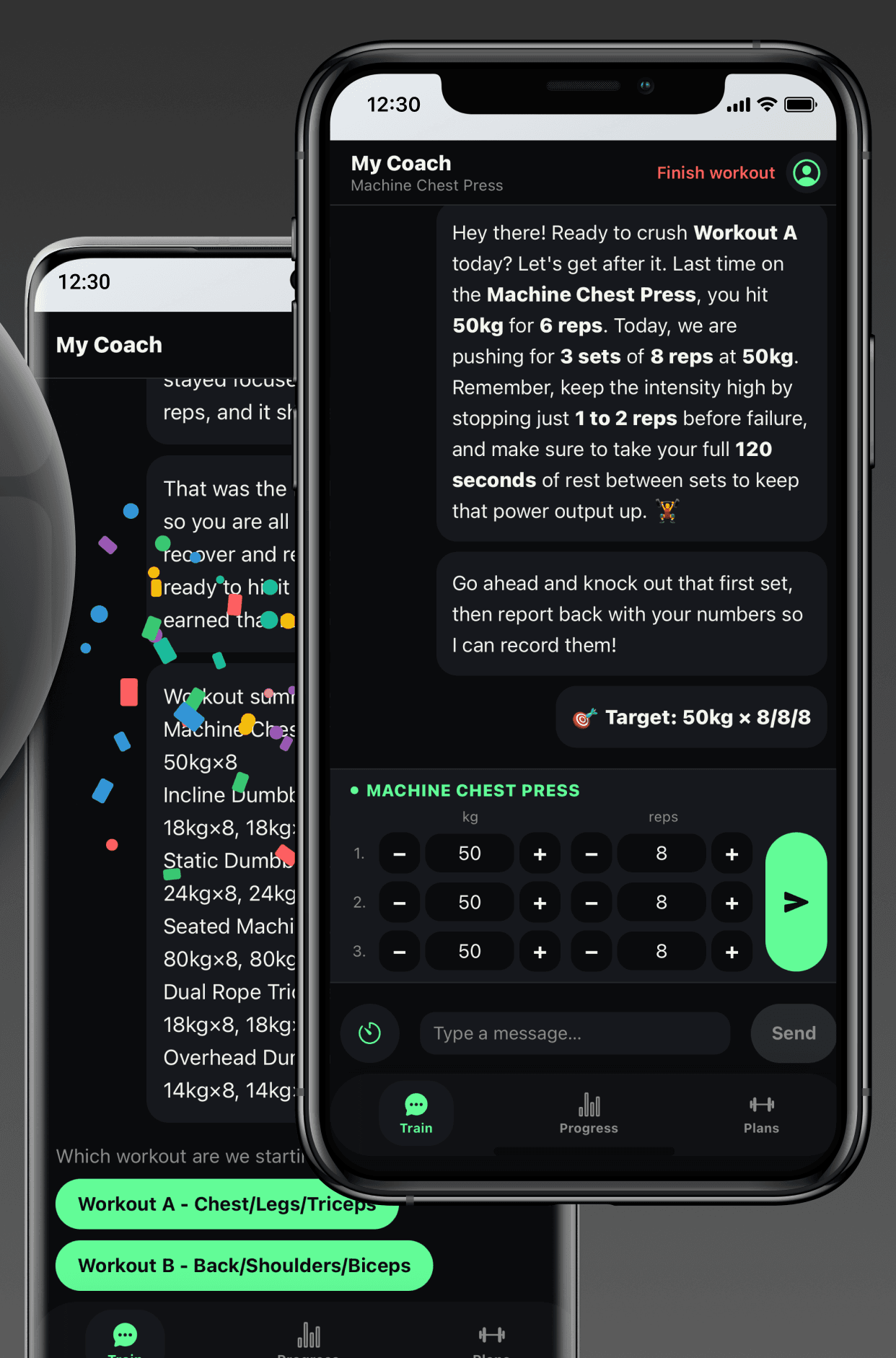 Notch mid-conversation — the coach chat screen